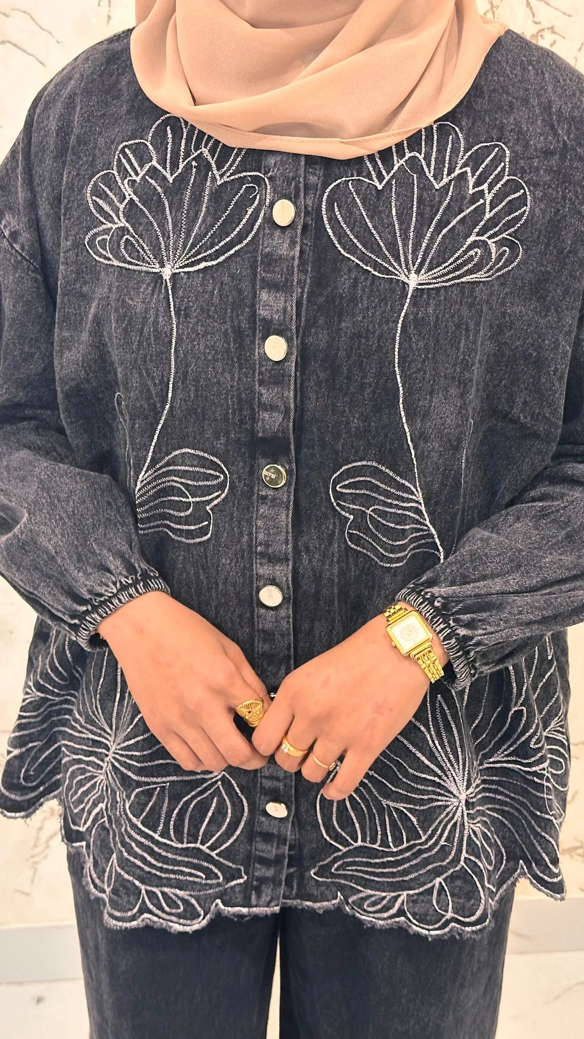 Denim Baggy Pants Set - DSC134