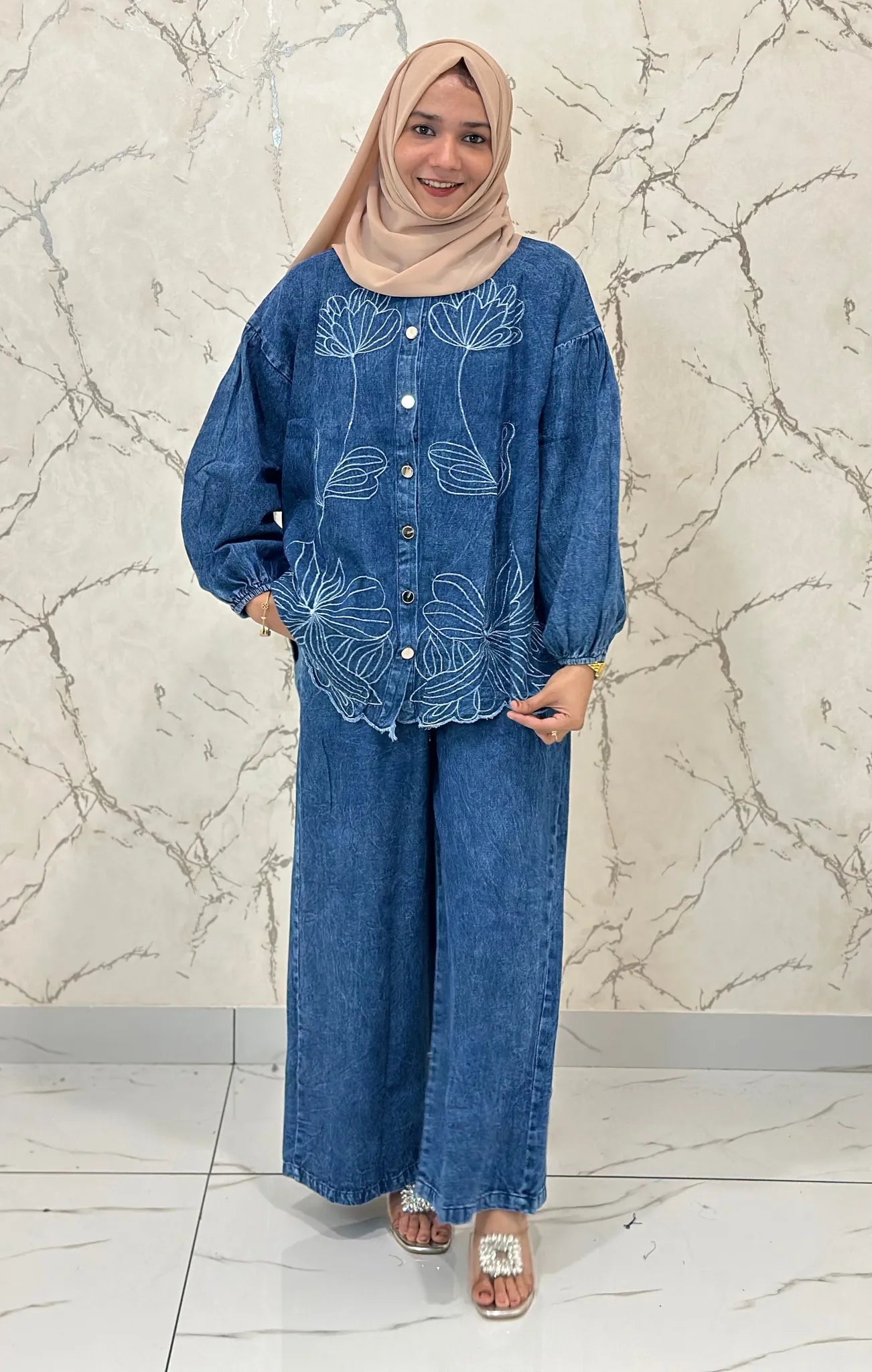 Denim Baggy Pants Set - DSC134