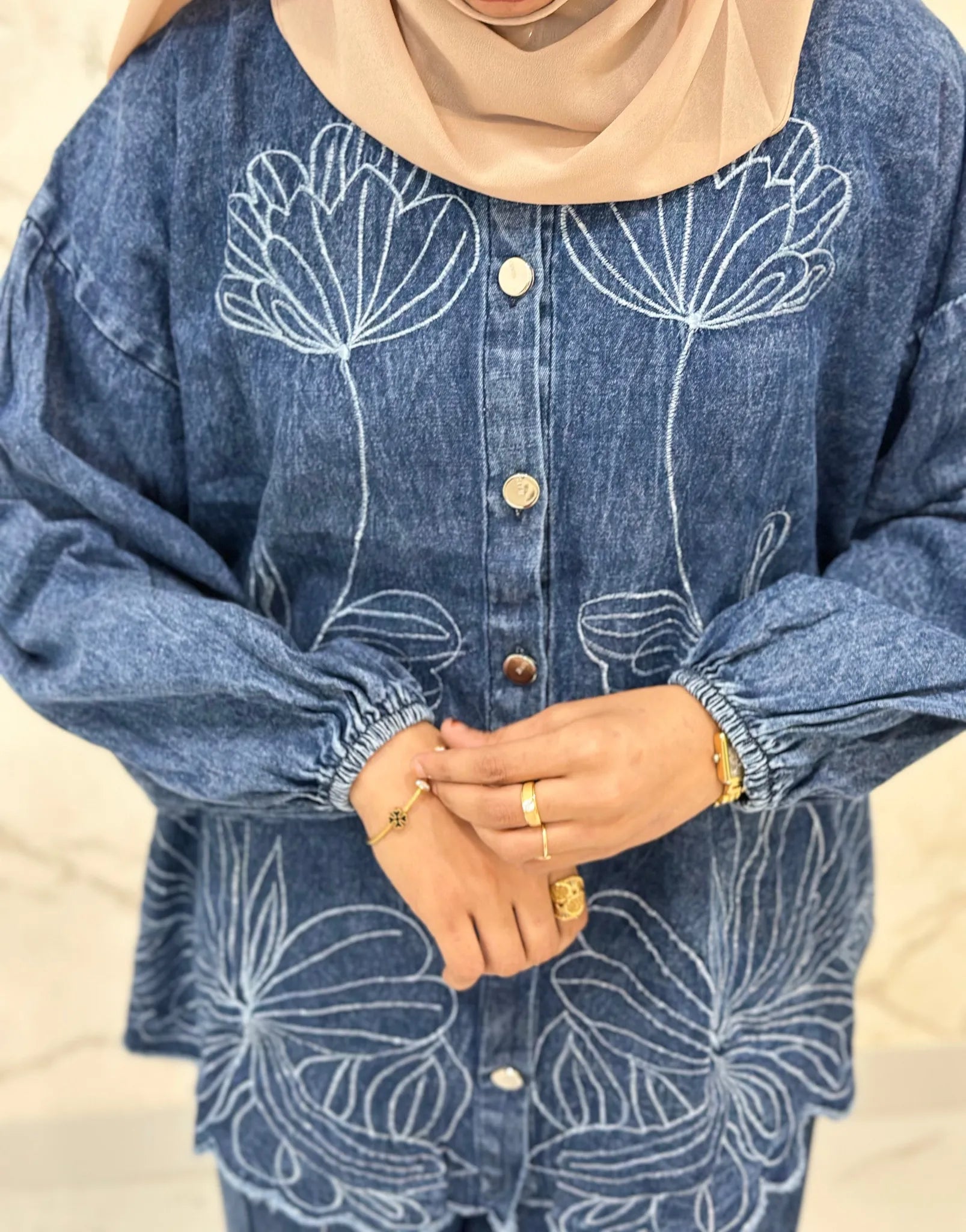 Denim Baggy Pants Set - DSC134