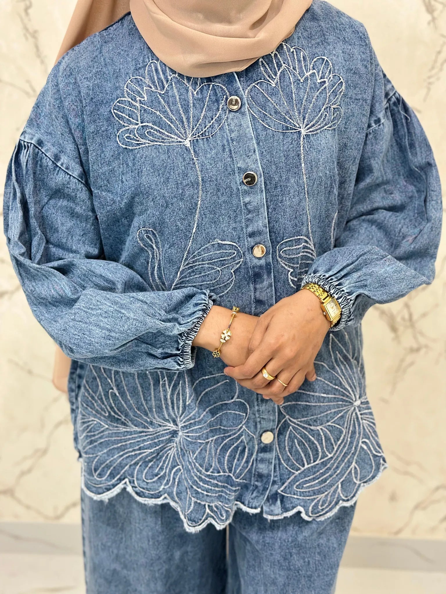 Denim Baggy Pants Set - DSC134