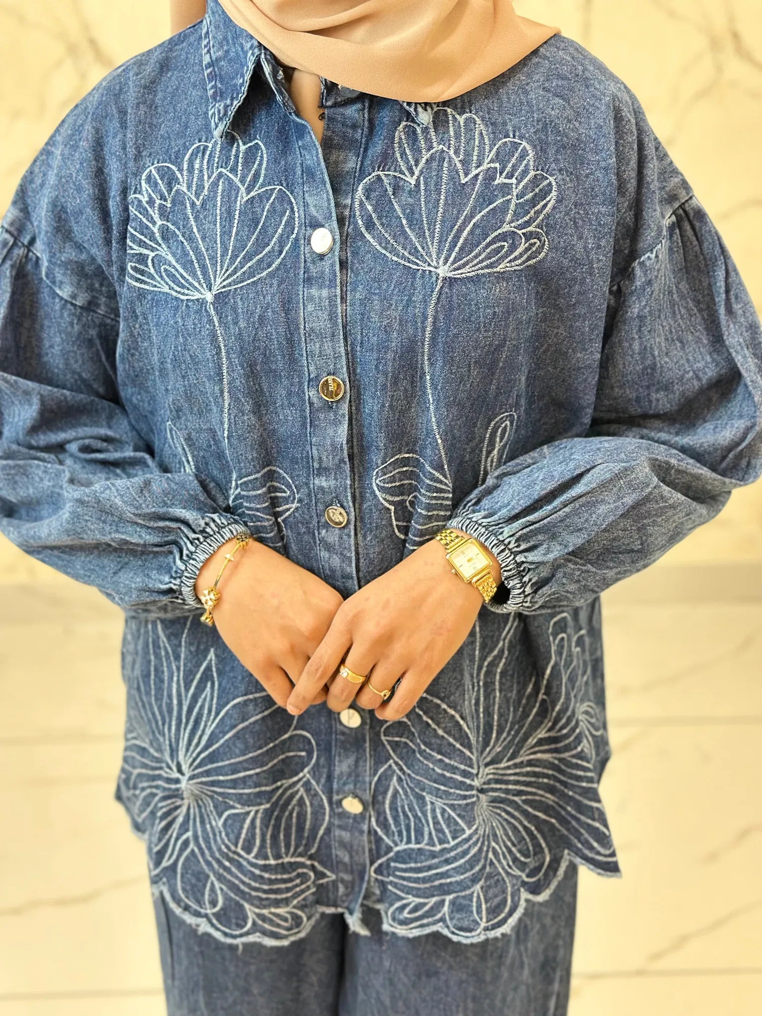 Denim Baggy Pants Set - DSC134