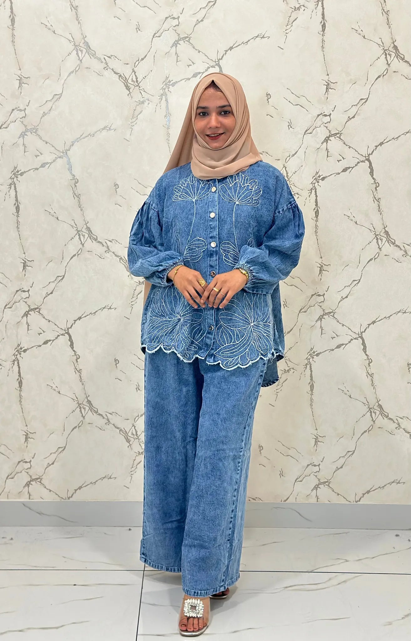 Denim Baggy Pants Set - DSC134