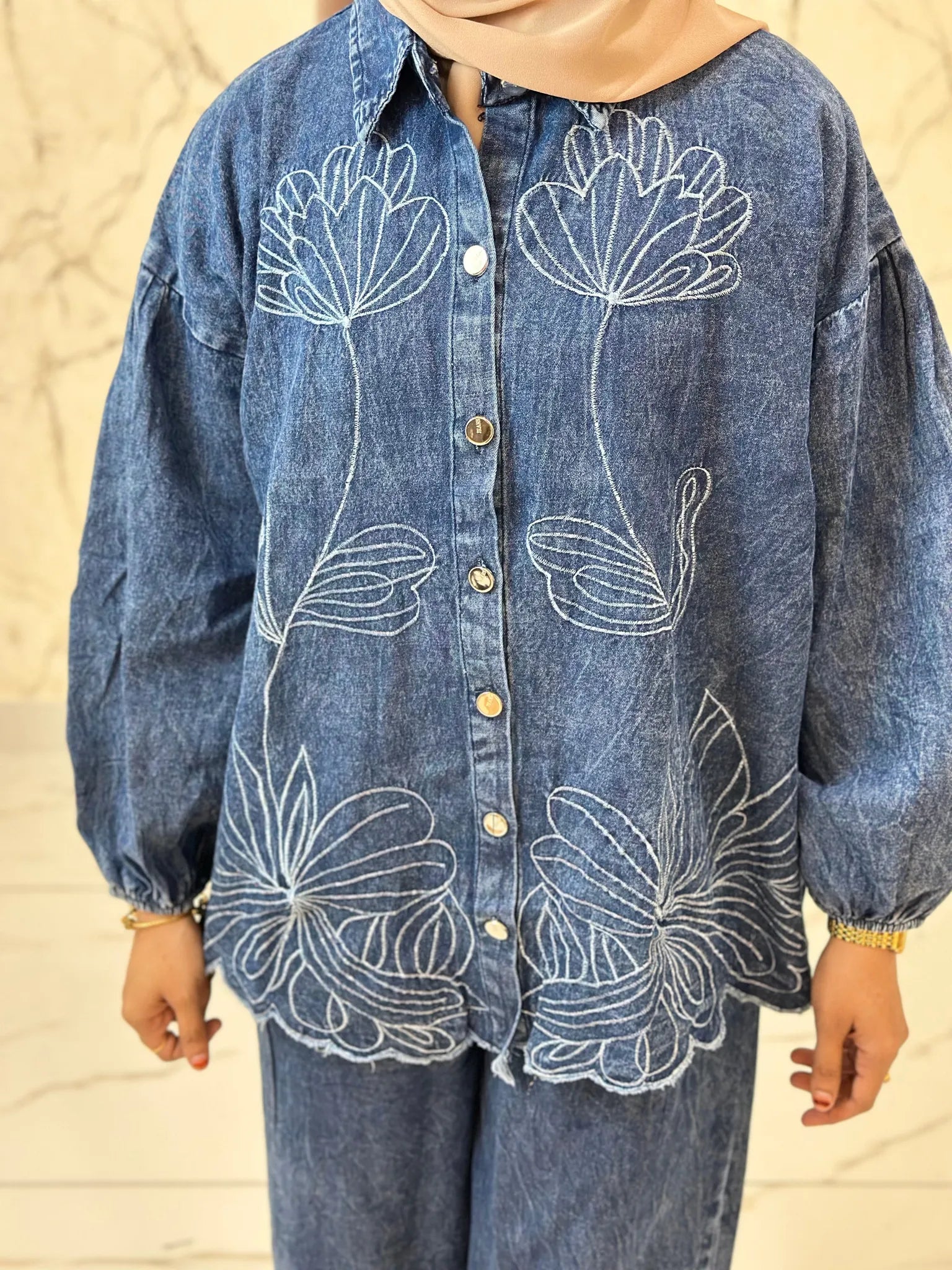 Denim Baggy Pants Set - DSC134