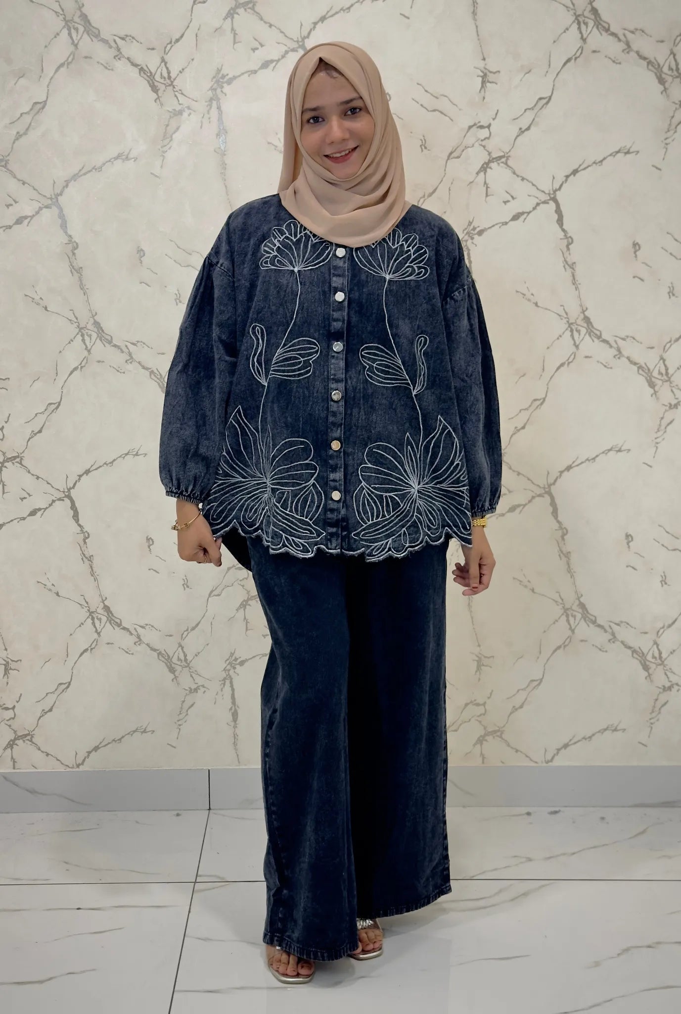 Denim Baggy Pants Set - DSC134